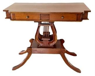 Lot 086
Victorian Mahogany Lyre Base Foyer Table
