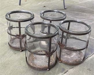 Lot 428
Patio Pillar Hurricane Candle Holders Butterfly Theme