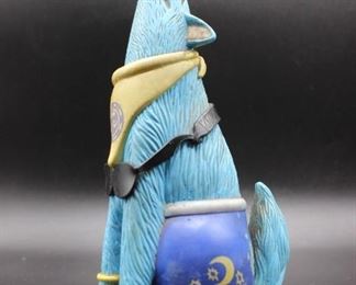 Turquoise Howling Dog Wolf Coyote Figurine Decor Garden Yard Art