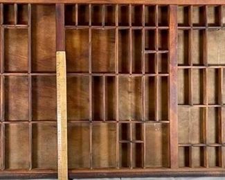 Antique Vintage Wood Letterpress Type Tray Miniatures Display Case