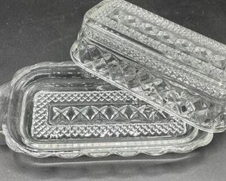 Crystal Glass Lidded Butter Dish Container