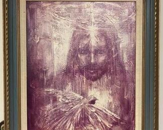 Vintage Don Ruffin He Is Risen Print on Board Framed Art