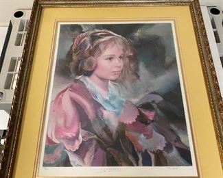 Large Framed Signed and Numbered Print of Child Rosanna