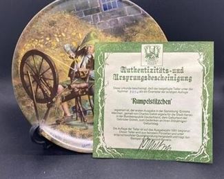 Rumpelstilzchen Collector Plate Made in Germany COA and Box Included