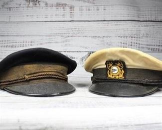 Pair of Vintage Naval Officer Captain Hat Caps