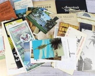 Lot of Vintage Travel Postcards, National Park Pamphlets, U.S. Sightseeing Books More