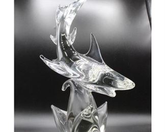 Vintage Art Glass Shark Statuette