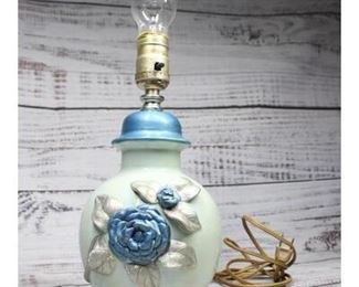 Vintage Blue Rose Desk Nightstand Vanity Lamp