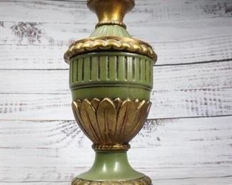 Vintage Ceramic Decorative Green Gold Vessel Urn