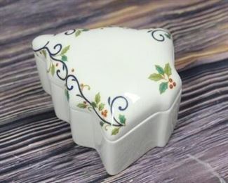 Mikasa Ceramic Pine Tree Trinket Box Container with Mini Ornaments