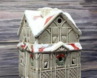 Fitz and Floyd 1978 Vintage Ceramic Christmas Winter Holiday Candle Lit House