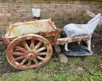 Concrete Donkey and Cart