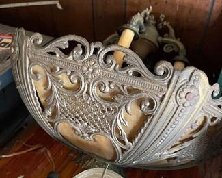 Vintage Slag Glass Light Fixture 