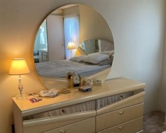 Beautiful 1960s Bedroom Set the mirror on dresser is 46 wide by 40 tall, the dresser is 64 lol I 30 tall and 16 1/4 deep