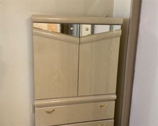 Matching clothing armoire is 55 1/2 tall 34 wide and 16 1/4 deep