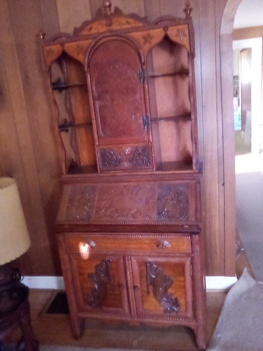 1. BEAUTIFUL ANTIQUE  SECRETARY  CABINET  EXCELLENT CONDITION $850