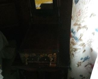 UNUSUAL  ANTIQUE PIECE WITH DRAWER AND KEY