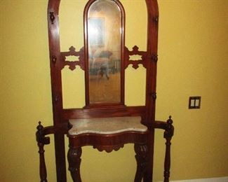 VICTORIAN HALL TREE W/ MARBLE