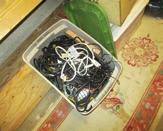 BOX OF ELECTRICAL CORDS, CHINESE RUNNER