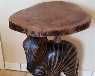 Wooden Zebra Side Table or Pedestal 