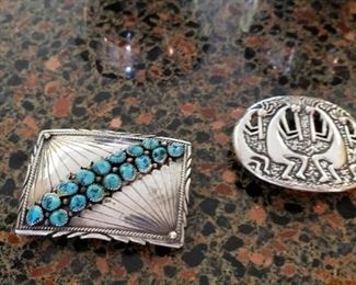 Silver Belt Buckle
Silver & Turquoise Belt Buckle 
