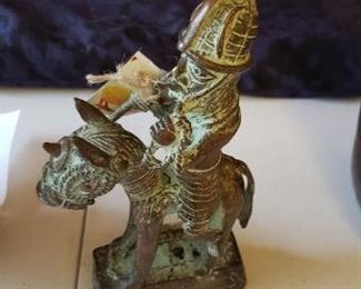 Antique Benin Bronze Statue King on Horseback