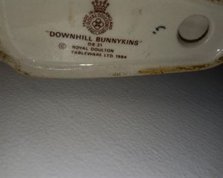 Royal Doulton Bunnykins: Made in 1984 / "Downhill Bunnykins" Figurine / Approximately 3" tall / Made in England. I have lots of these small figurines - Check out the others!