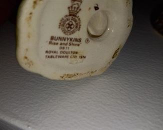 Royal Doulton Bunnykins: Made in 1974 / "Rise & Shine Bunnykins" Figurine / Approximately 3.5" tall / Made in England. I have lots of these small figurines - Check out the others!