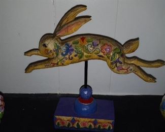 Colorful Wooden Leaping Rabbit 