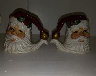 Vintage 1996 Omnibus Fitz and Floyd Hand Painted Christmas Jolly Santa Salt & Pepper Shakers