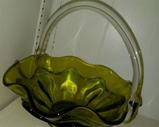 Green glass basket