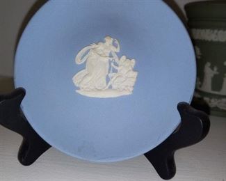Wedgwood Blue Jasperware Small Plate & Stand