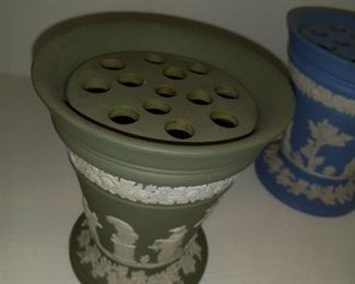 Wedgwood Jasperware Vase with Flower Arranger