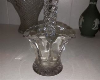 Vintage Clear Depression Glass Basket