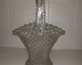 Clear Cut Depression Glass Basket
