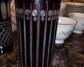 Vintage Ruby Red Cut to Clear Bohemian Czech Crystal Glass Tumbler - all sold separately. 