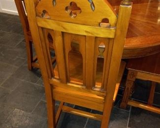 Gothic Style Carved Dining Room Table & Chairs