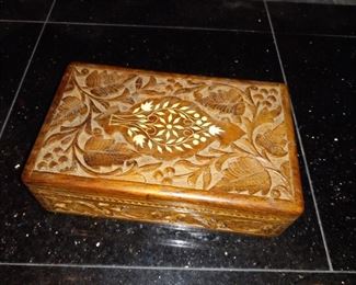 Trinket wood carved box