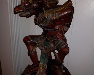 ANTIQUE BALINESE TEAK WOOD CARVED GARUDA BIRD STATUE