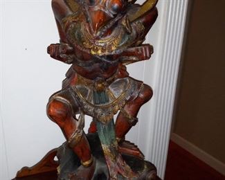 ANTIQUE BALINESE TEAK WOOD CARVED GARUDA BIRD STATUE