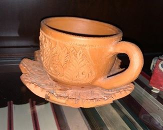 Carved wood cup
