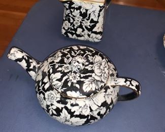 Royal Winton "Peony" Tea pot and creamer... there's a cup in front of the teapot too
