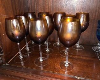 Amber Wine Glasses w/ carnival hue