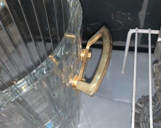 Baccarat French Crystal HARMONIE Champagne Ice Bucket 9" Multi Sided Gold Handle