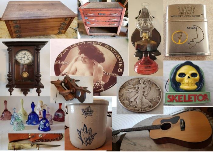 Guns, Guitars, Oil Lamps, Collectibles, Tools Furniture, Coins, Toys