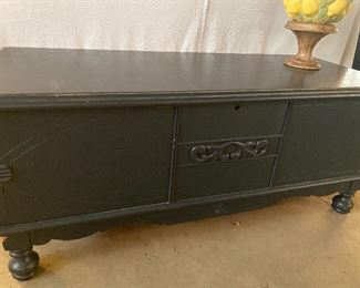 very nice black painted cedar chest!