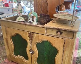 I love this piece - antique primitive painted dry sink. Great condtion!!