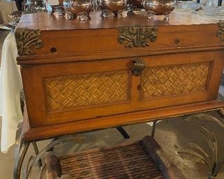 beautiful wood/rattan chest