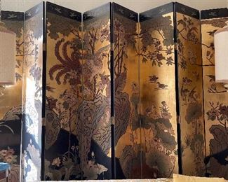 Vintage Asian Screen 8 x 12 Double Sided 8 Panels 