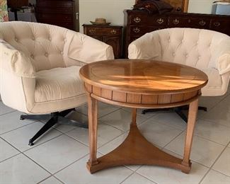 MCM Swivel Chairs, Hekman Neoclassical End Table